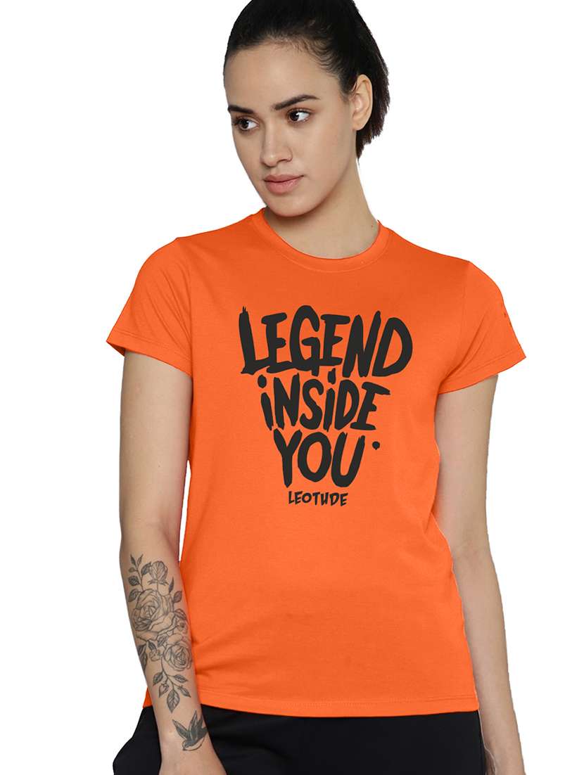 women round neck front print t-shirt - 21622074 -  Zoom Image - 0