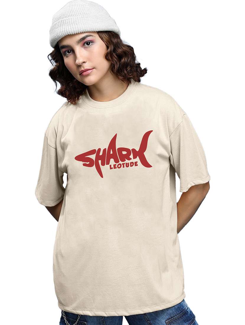 women round neck printed oversized t-shirt