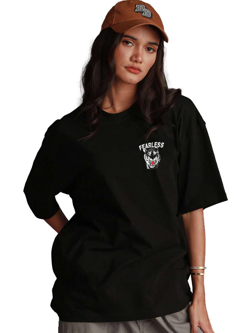 women round neck printed oversized t-shirt