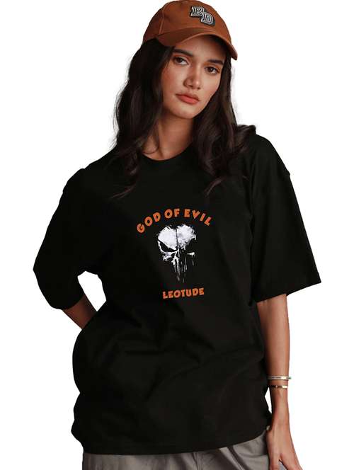 women round neck printed oversized t-shirt - 21622136 - Standard Image - 0