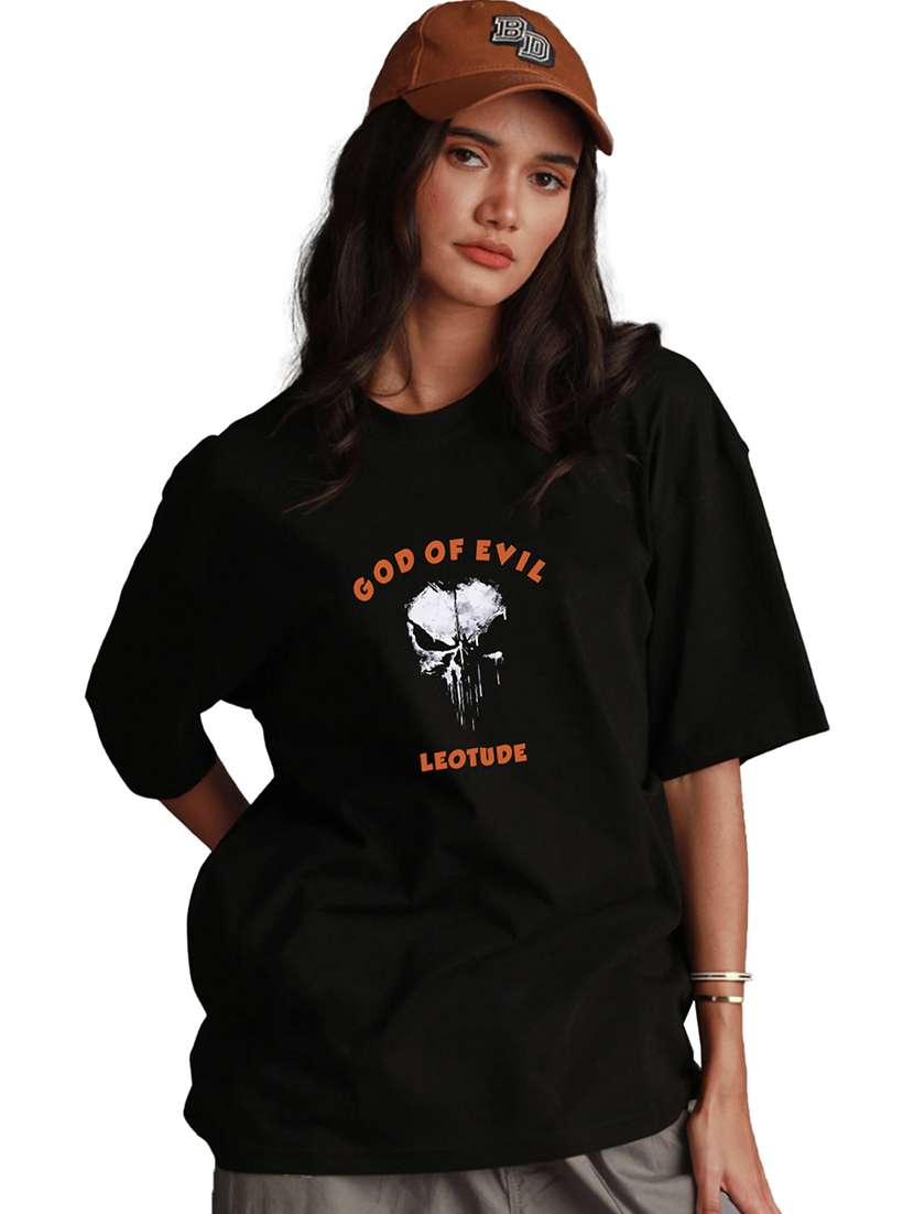 women round neck printed oversized t-shirt - 21622136 - Zoom Image - 0