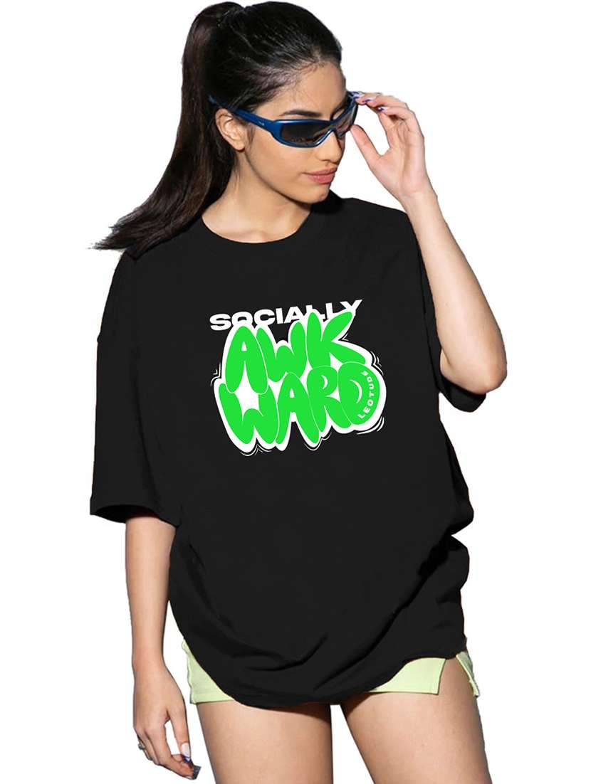 women round neck printed oversized t-shirt