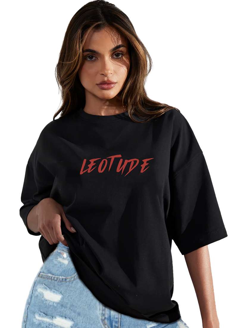 women round neck printed oversized t-shirt