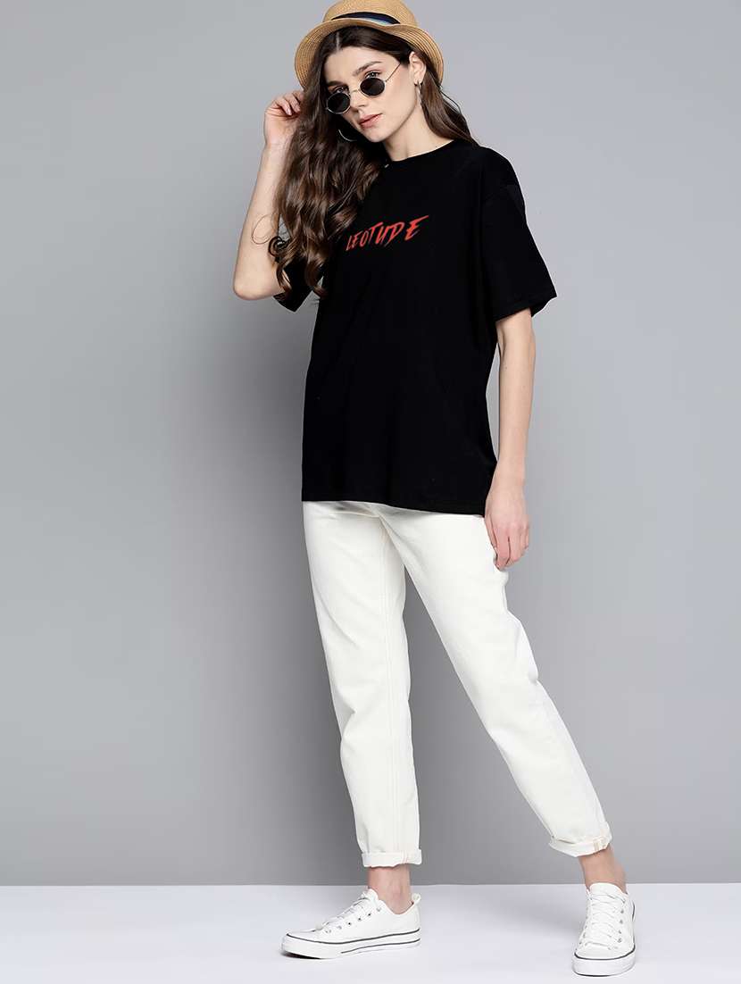 women round neck printed oversized t-shirt - 21622154 - Standard Image - 3