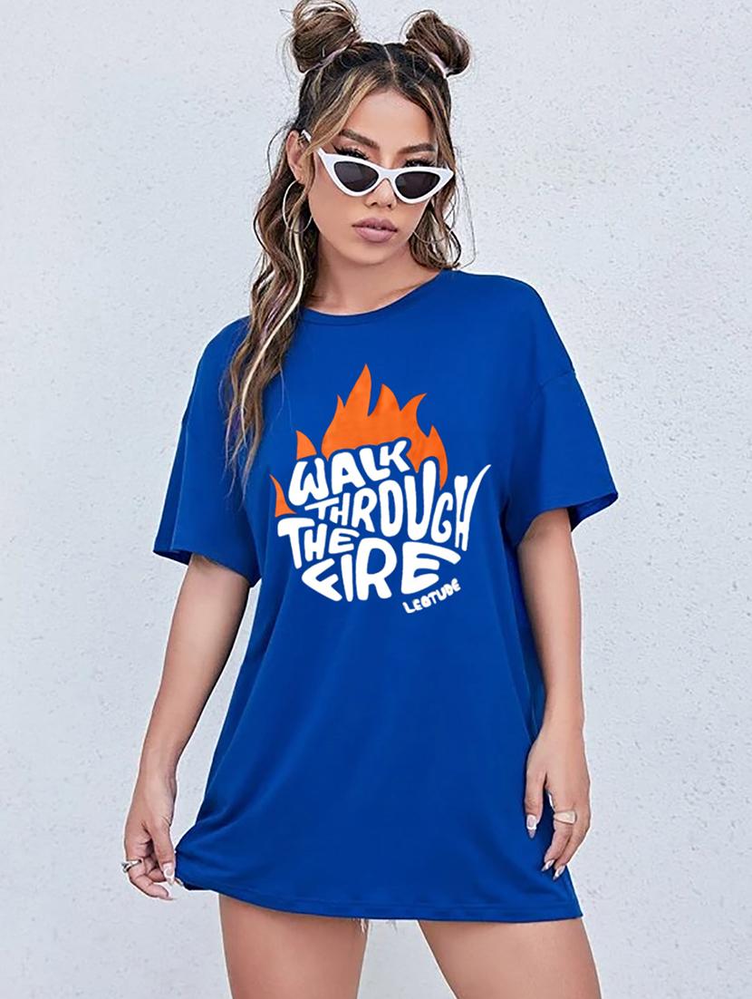women round neck printed oversized t-shirt - 21622166 -  Zoom Image - 0