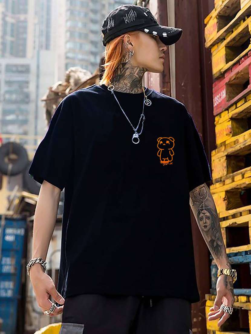 women round neck printed oversized t-shirt