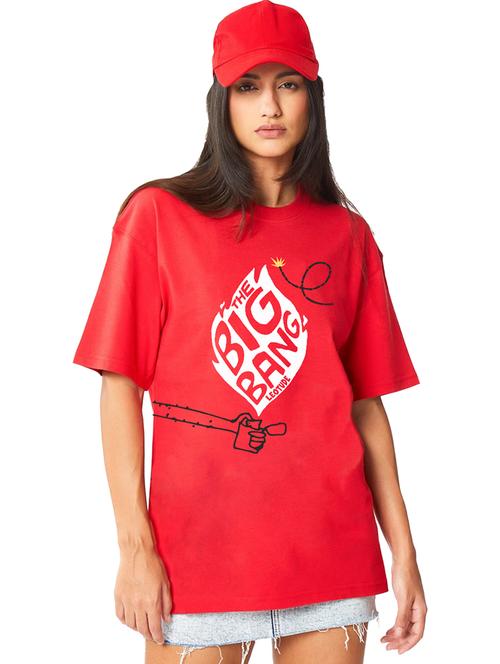 women round neck printed oversized t-shirt - 21622280 -  Standard Image - 0