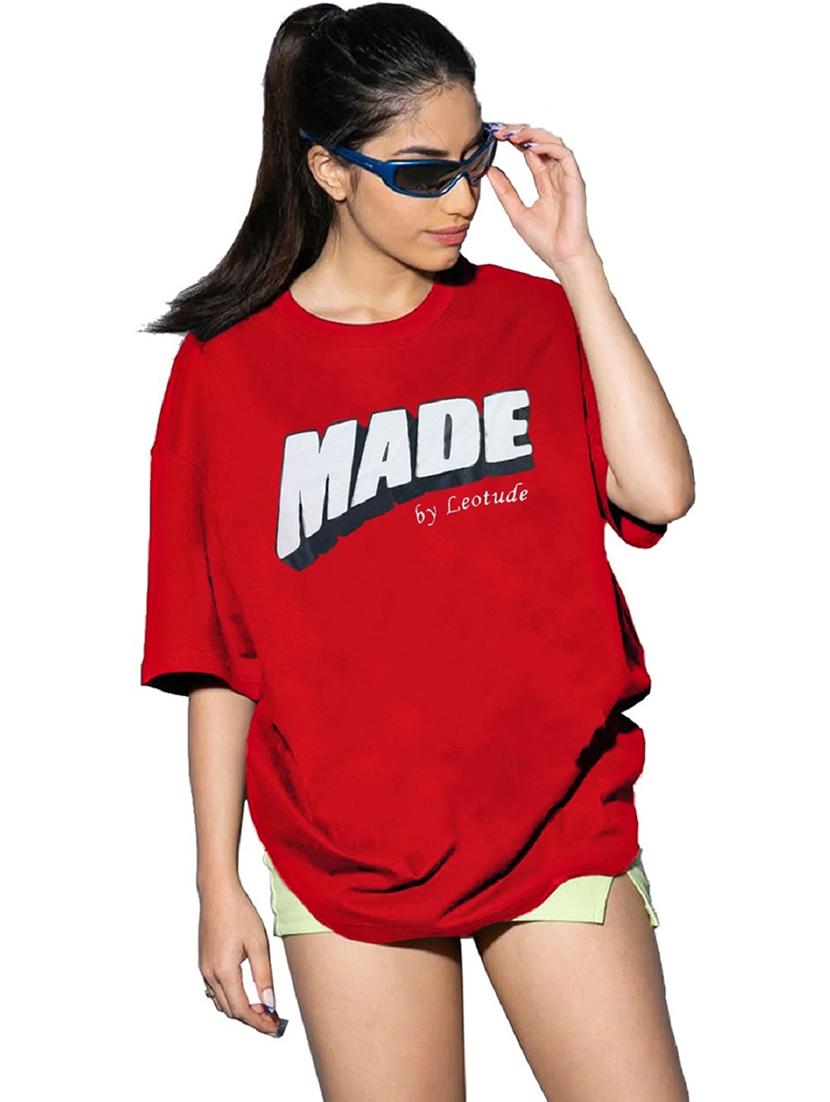women round neck printed oversized t-shirt - 21622292 - Zoom Image - 0