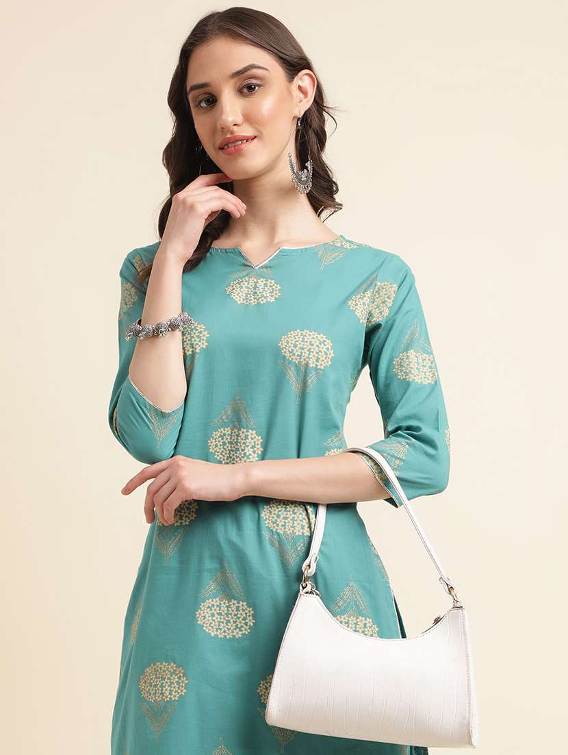 women printed three quarter sleeve kurta pant set - 21622370 - Standard Image - 3