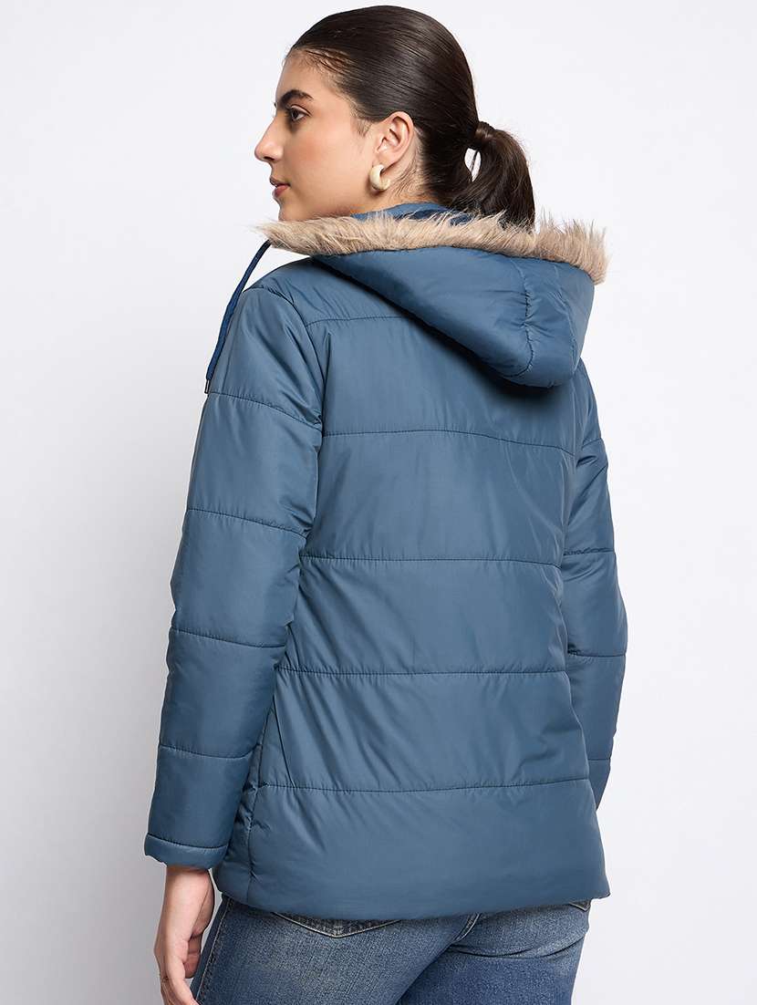 women long sleeves solid quilted jacket - 21623051 -  Standard Image - 3