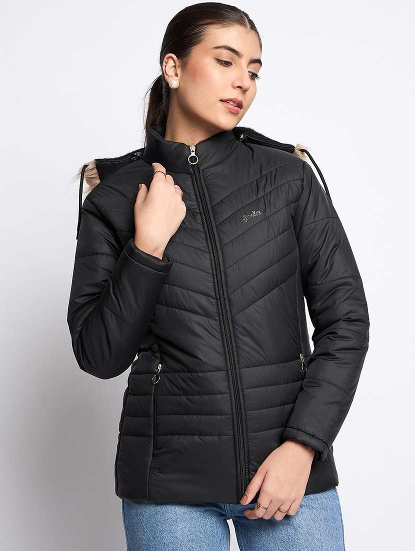 women long sleeves solid quilted jacket