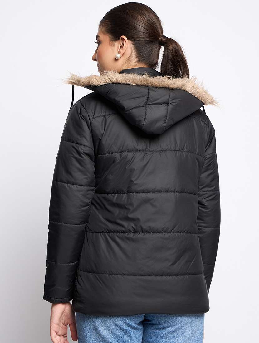 women long sleeves solid quilted jacket - 21623052 -  Standard Image - 3
