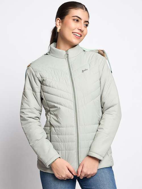 women solid puffer jacket - 21623053 -  Standard Image - 0