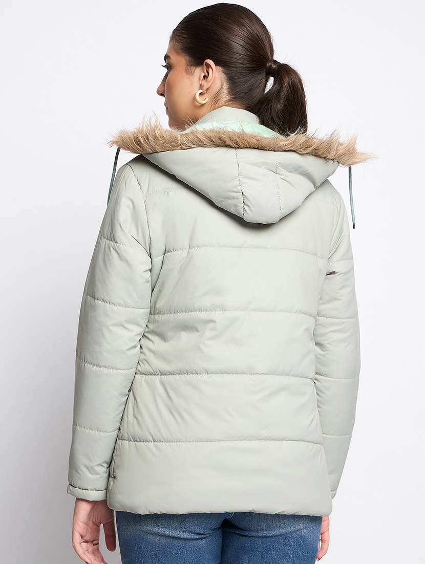 women solid puffer jacket - 21623053 -  Standard Image - 3