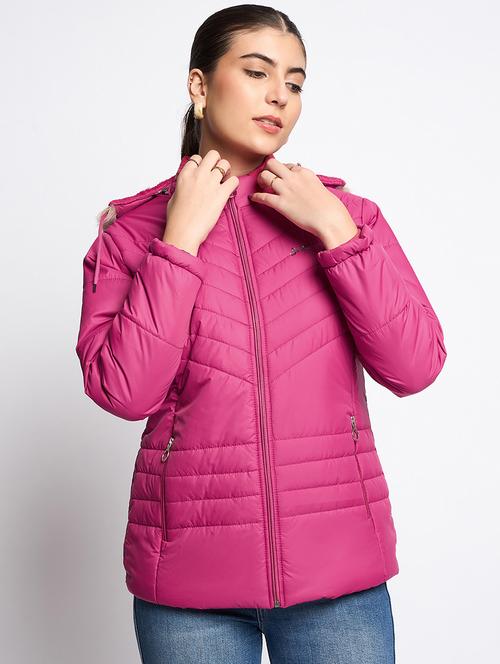 women long sleeves solid quilted jacket - 21623054 - Standard Image - 0