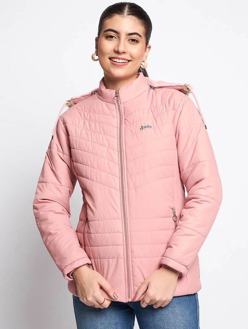 women long sleeves solid quilted jacket - 21623055 -  Zoom Image - 0