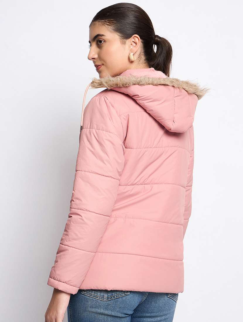 women long sleeves solid quilted jacket - 21623055 - Standard Image - 3