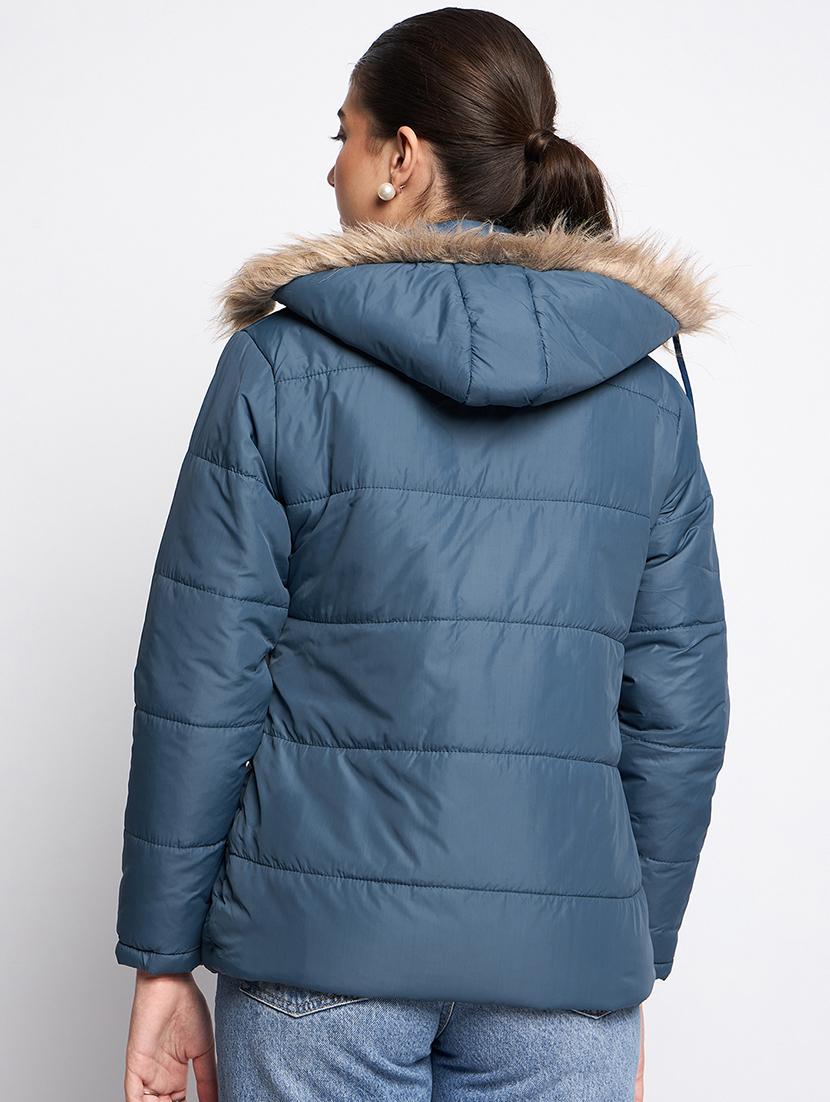 women long sleeves solid quilted jacket - 21623057 - Standard Image - 3