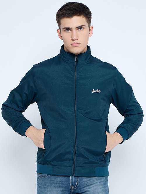 men solid mock neck wincheater - 21623058 - Standard Image - 0