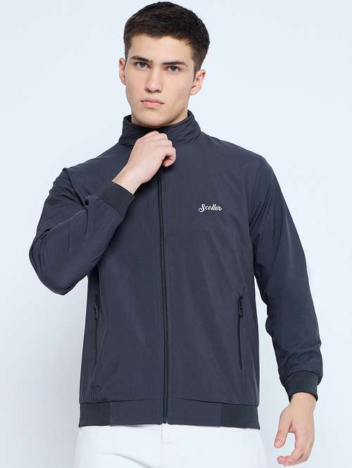men solid mock neck wincheater - 21623059 - Standard Image - 0