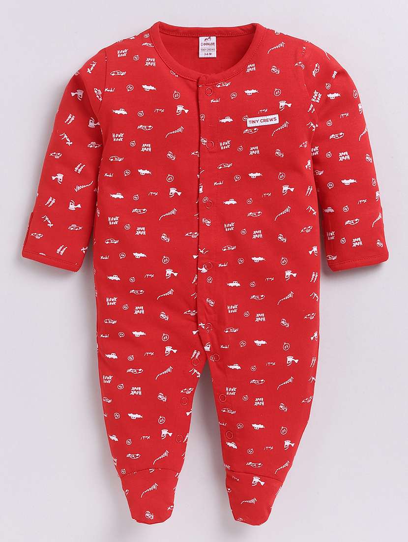 kids printed long sleeve romper