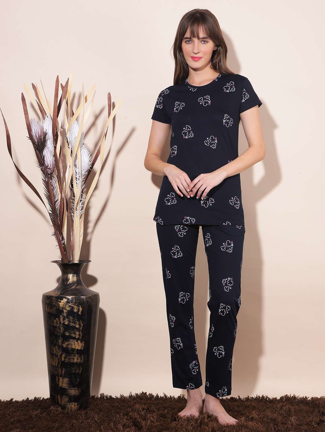 women printed pyjama nightwear set