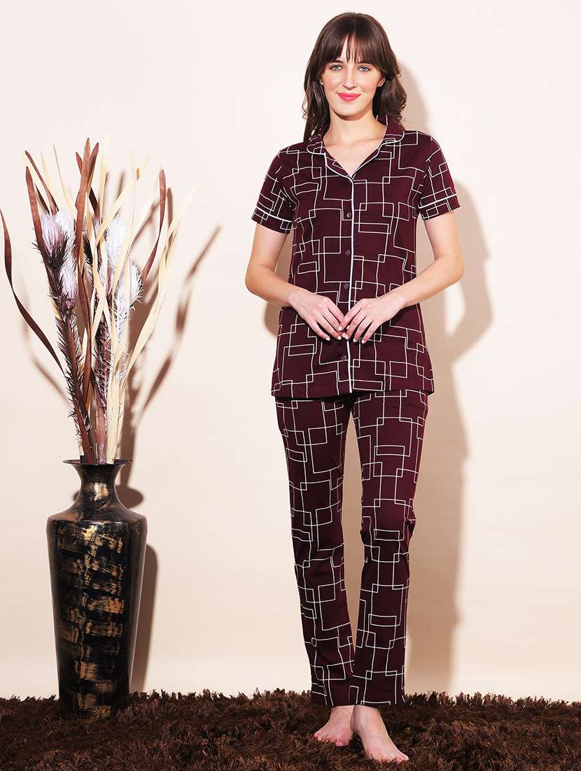 women printed pyjama nightwear set