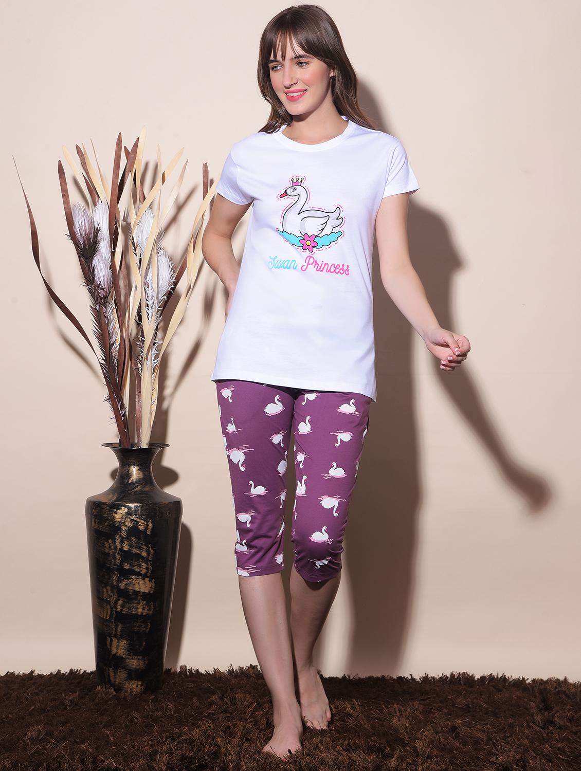 women printed capri nightwear set - 21624303 - Zoom Image - 0