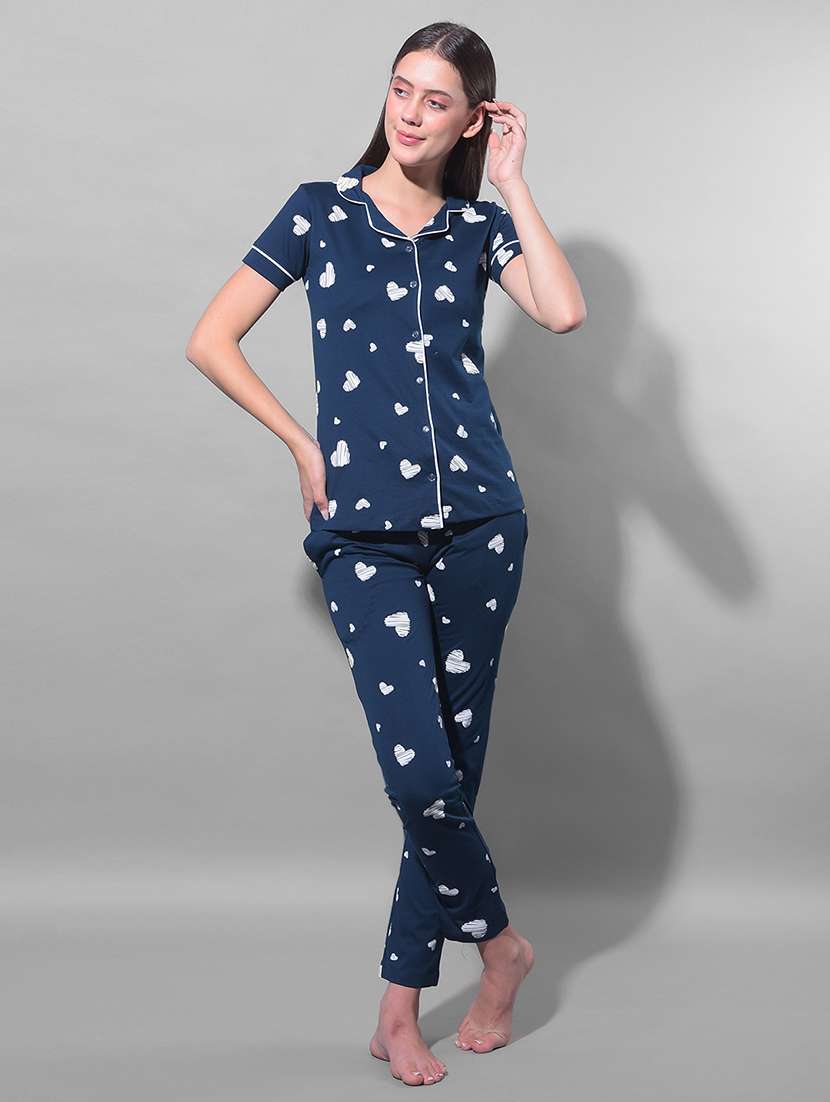 women printed nightwear pyjama set 