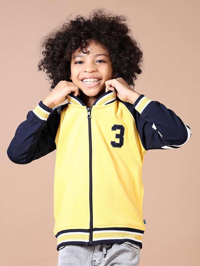 boys yellow solid long sleeve varsity jackets