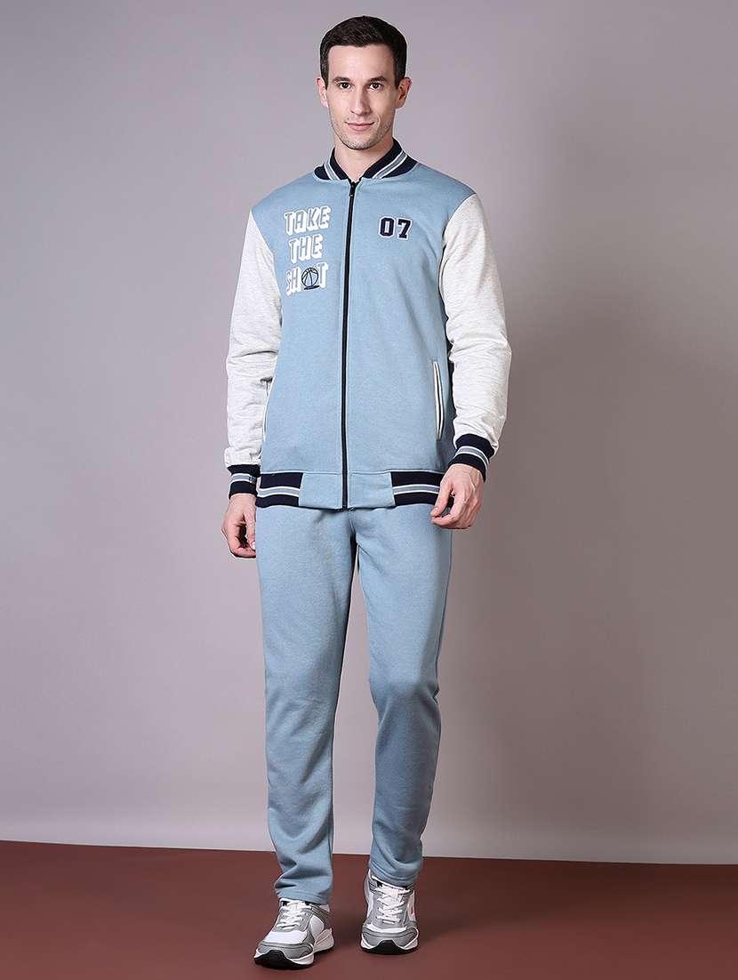 men color block full length track suit