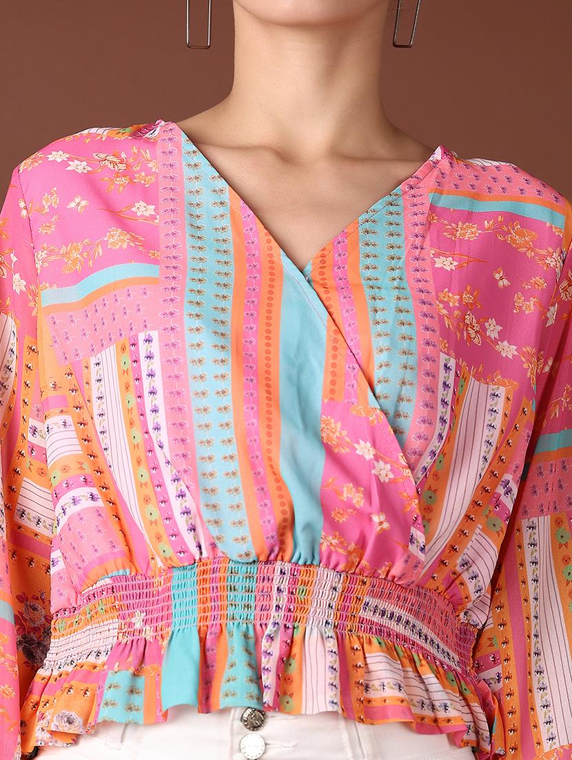 women printed long sleeve crop top - 21624402 - Standard Image - 5