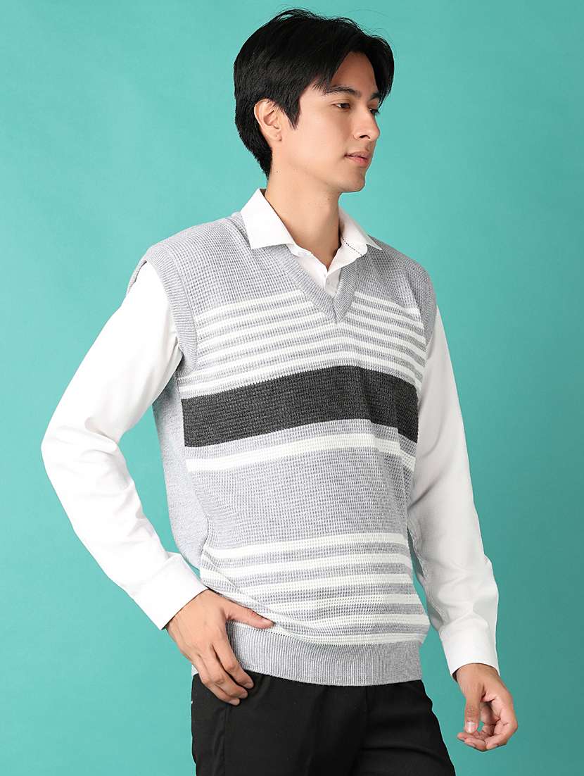 men striped sleeveless regular fit pullover - 21624403 -  Standard Image - 5
