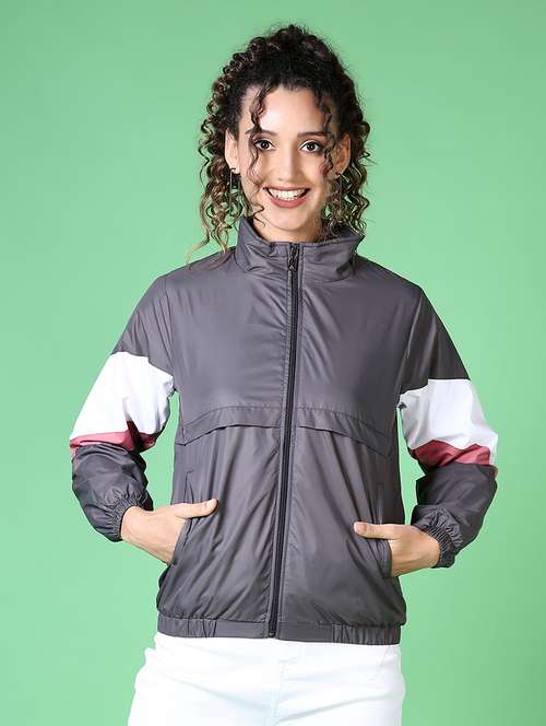 women color blocked windcheater jacket - 21624416 -  Standard Image - 0