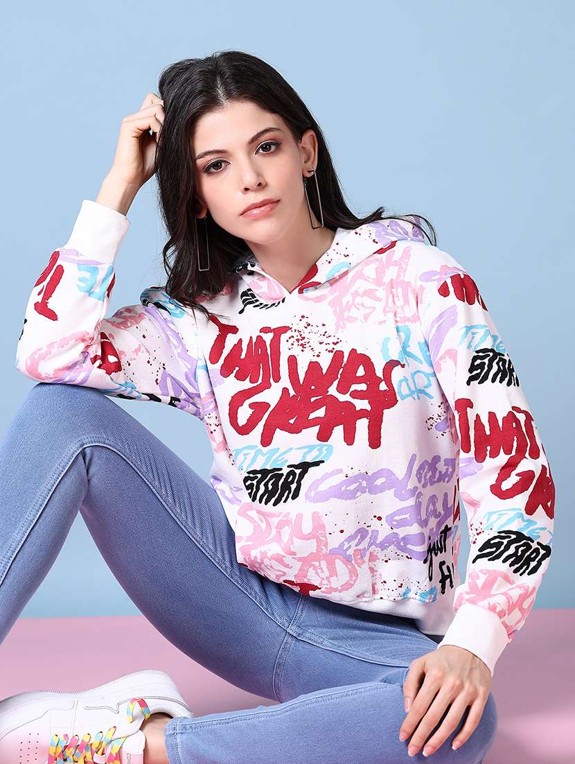 women all over print hooded sweatshirt - 21624425 -  Standard Image - 3