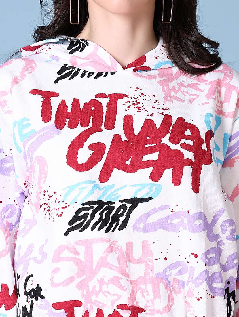 women all over print hooded sweatshirt - 21624425 -  Standard Image - 5