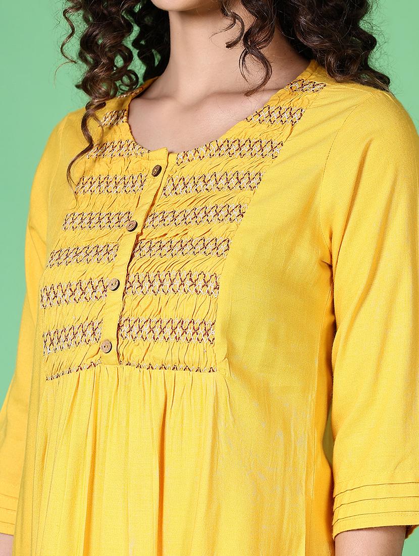 women embroidered round neck a-line kurta - 21624429 - Standard Image - 5