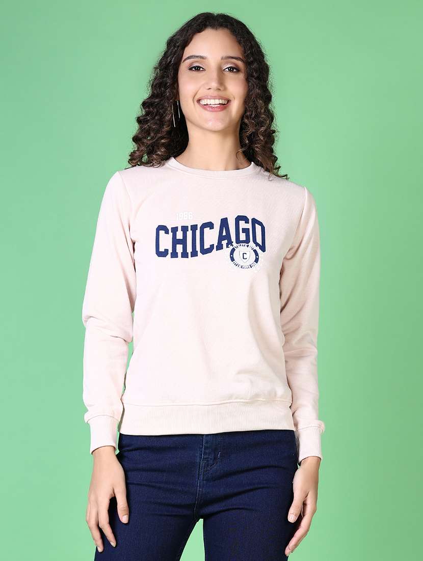 women chest print long sleeves sweatshirt - 21624450 -  Zoom Image - 0