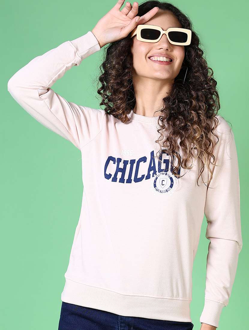 women chest print long sleeves sweatshirt - 21624450 -  Standard Image - 3