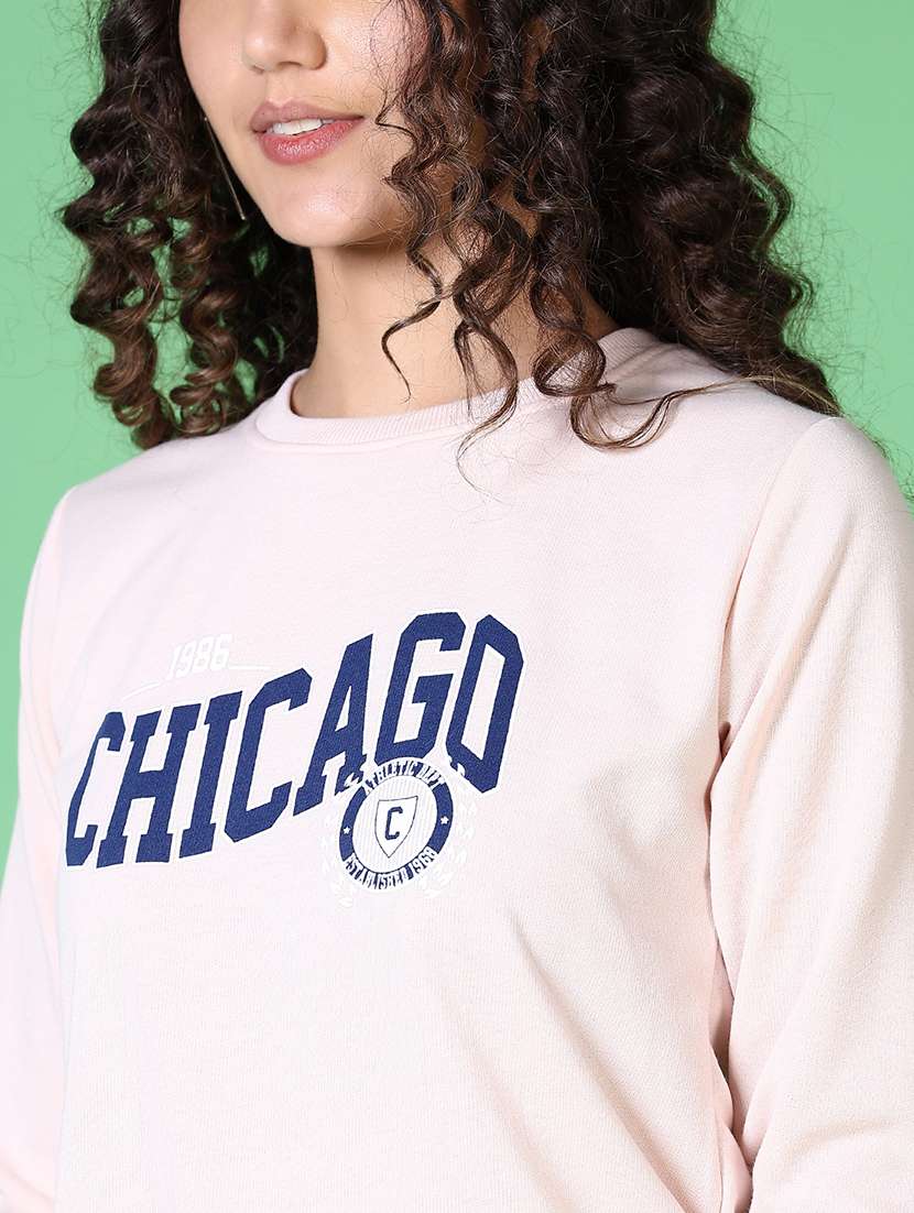 women chest print long sleeves sweatshirt - 21624450 -  Standard Image - 5