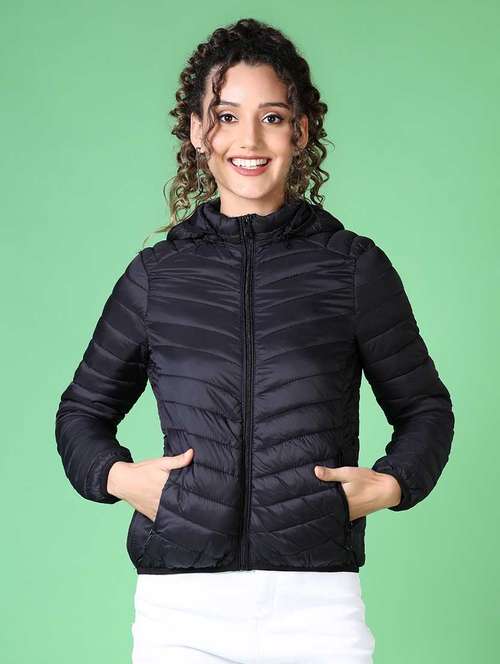 women solid long sleeve quilted jacket - 21624550 -  Standard Image - 0