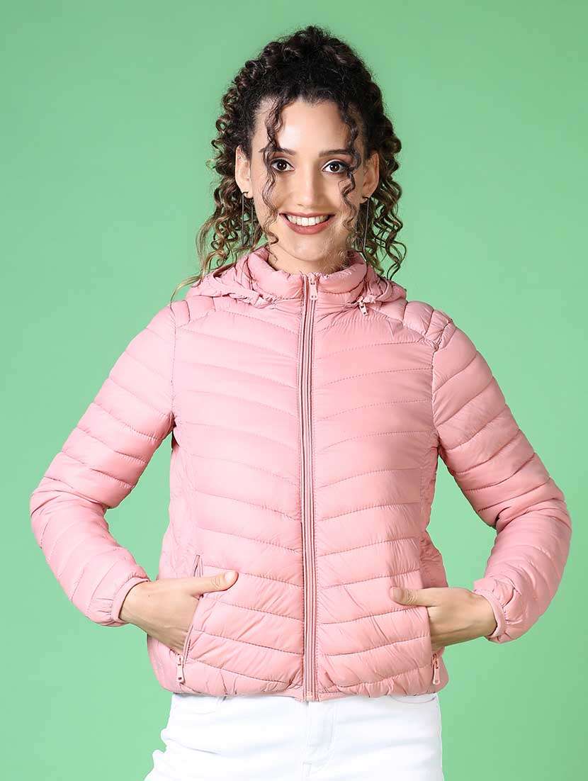 women solid long sleeve quilted jacket - 21624551 -  Zoom Image - 0