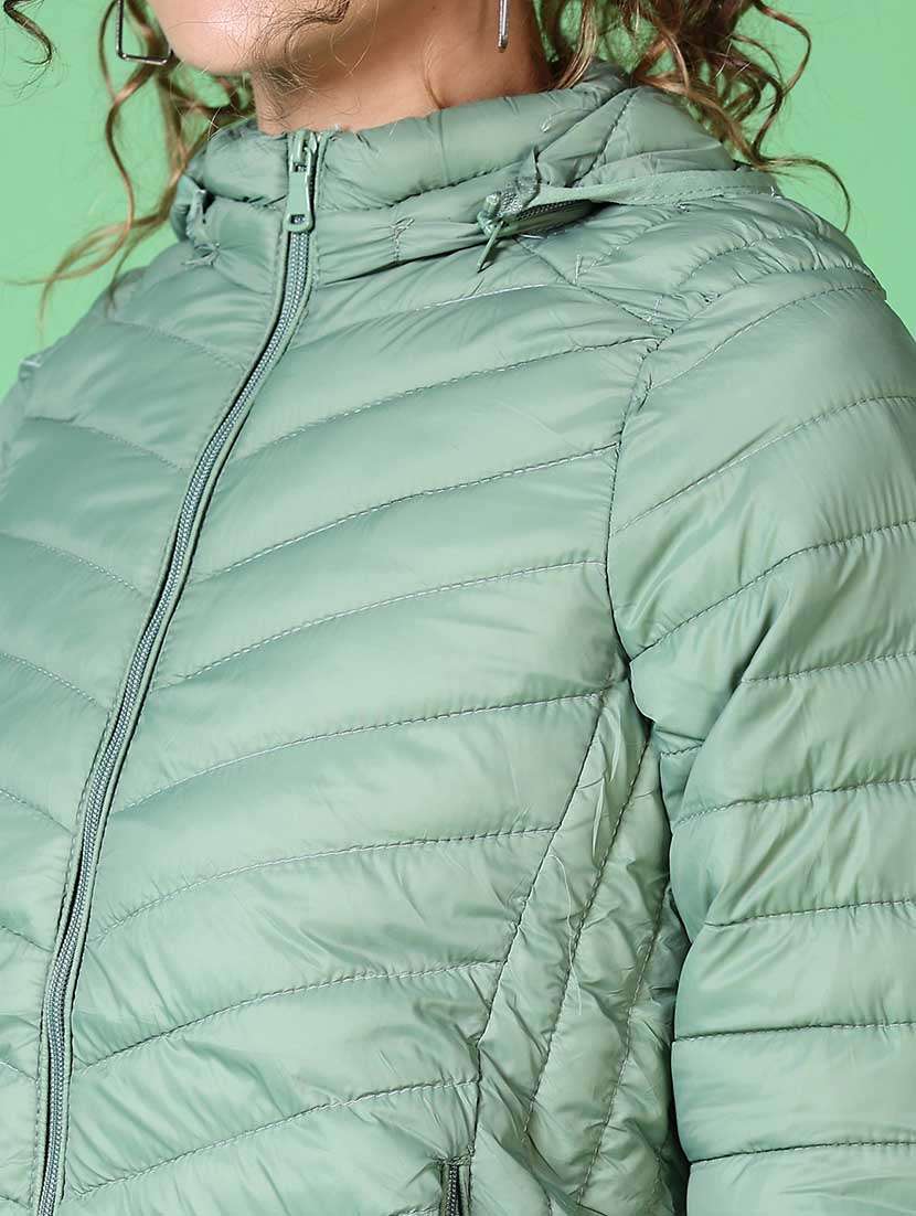women solid long sleeve quilted jacket - 21624554 -  Standard Image - 5