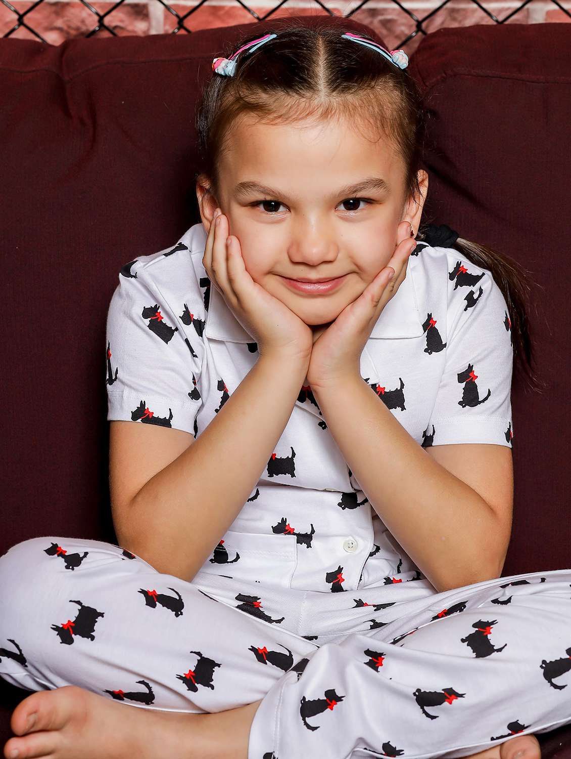 girls printed collared pyjama set - 21624678 - Standard Image - 5