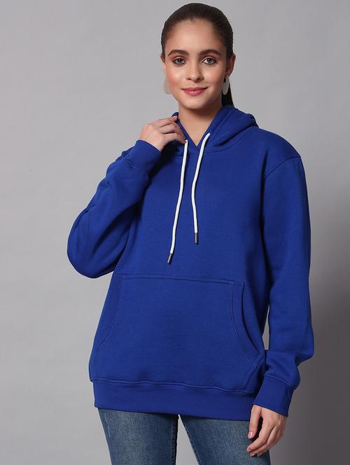 women plain hood neck oversized long sleeve sweatshirt - 21624888 - Standard Image - 0
