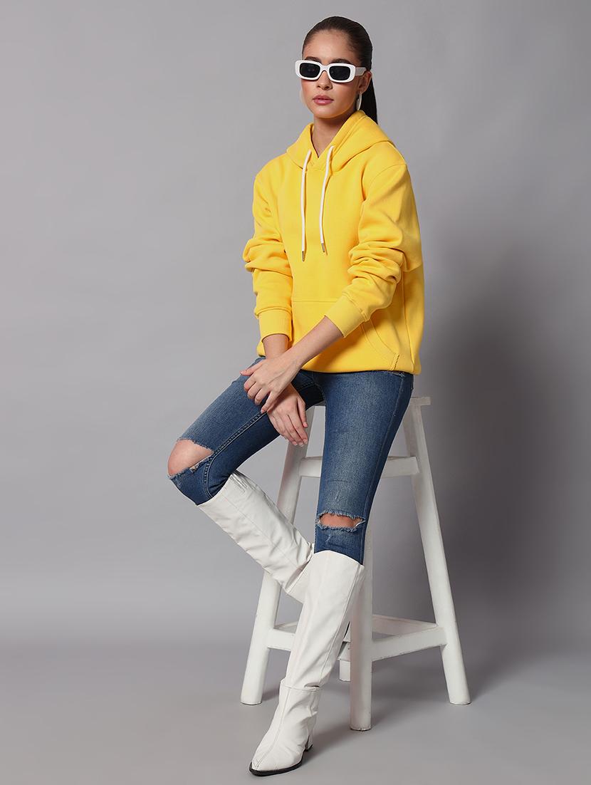women plain hood neck oversized long sleeve sweatshirt - 21624896 - Standard Image - 3