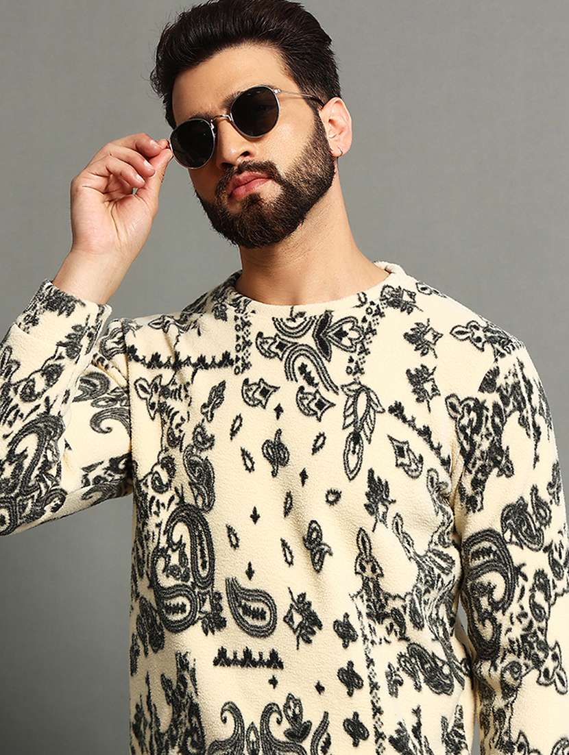 men slim fit printed long sleeve sweatshirt - 21624934 - Standard Image - 3