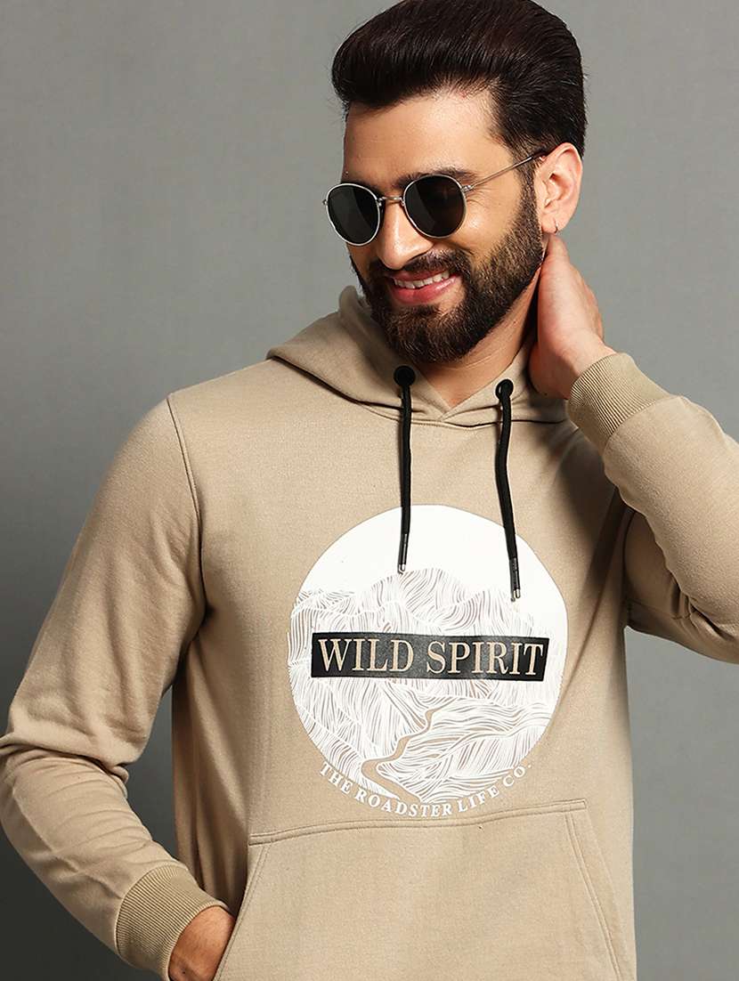 men slim fit printed long sleeve hood neck sweatshirt - 21624935 - Standard Image - 3