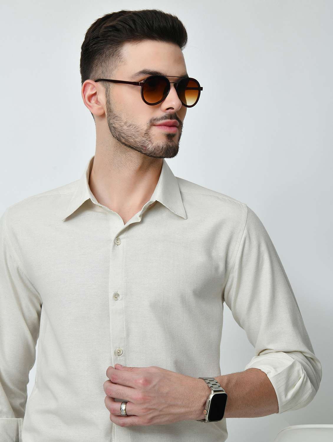 men regular fit solid casual shirt - 21626669 -  Standard Image - 3