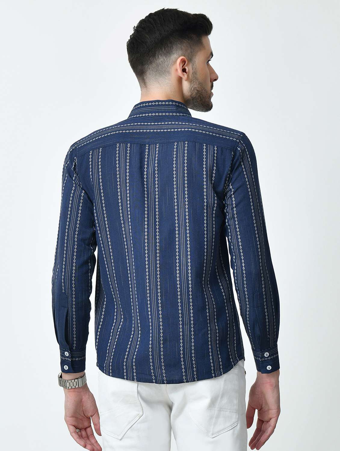 men regular fit striped casual shirt - 21626671 -  Standard Image - 3